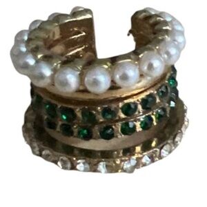 Cute Gold, Pearl and Green Earring Cuff